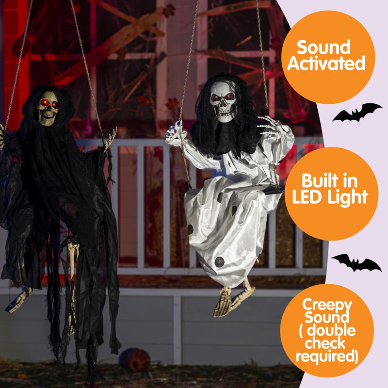 The Holiday Aisle® 2 Packs Light Up Halloween Hanging Ghosts with